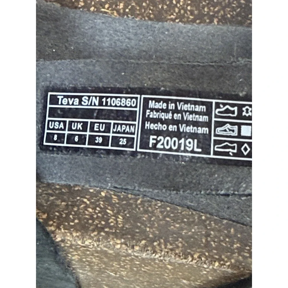 Teva Womens Mahonia Sandal Size 8 Black Nubuck Cork Wedge Heel Outdoor Casual